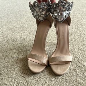 Nude suede heels